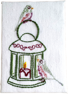 Christmas Card, Lantern with Birds