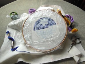 Colbert Embroidery, Sampler, Starting with the Blue Stars