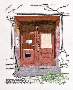 Street Door with Grass Sketched in