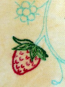 Surface Embroidery, Strawberry, Stem Stitch, Fly Stitch