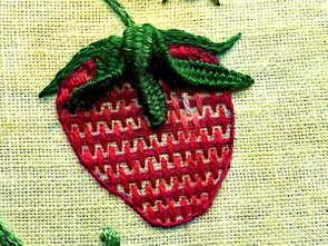Surface Embroidery, Strawberry, Burden Stitch, Woven Picot