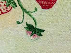 Surface Embroidery, Strawberry, Needlepainting, Fishbone Stitch, Seed Stitches